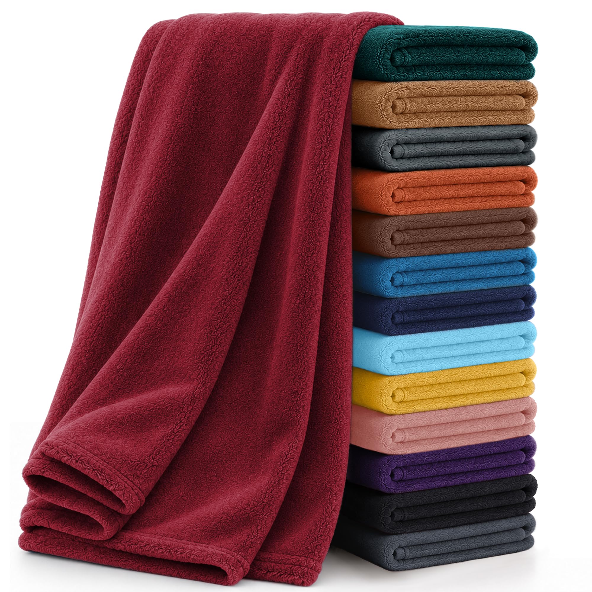 BedLooms Bed Throw Fleece Blanket Burgundy Double Fluffy Blankets