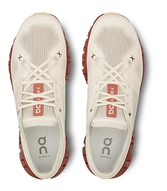 On Cloud X 3 Men's Sneakers, Ice/Auburn, 9 Medium US