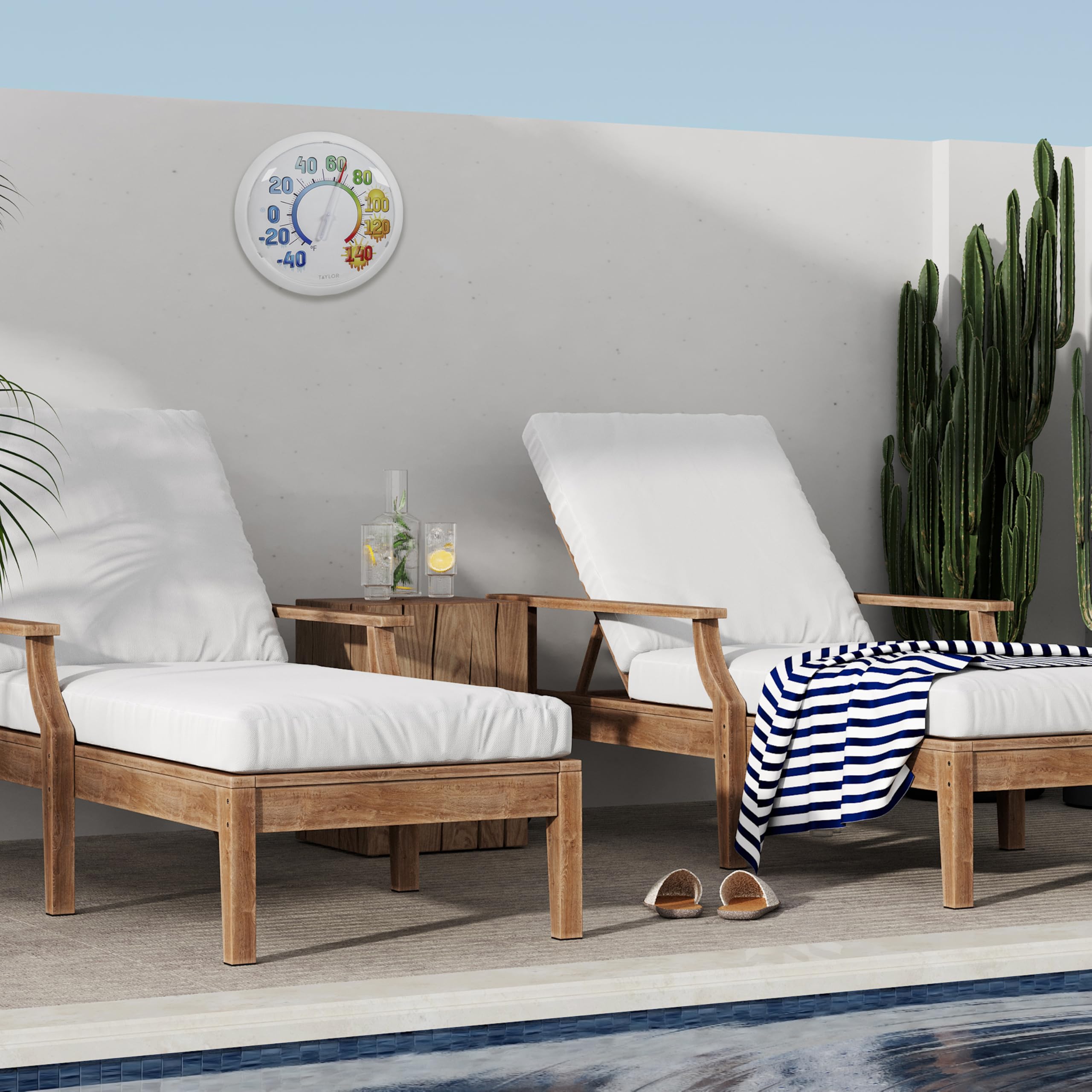 Taylor Icônes colorées grand et audacieux mur haute température thermomètre intérieur extérieur sans fil facile à lire grands chiffres pour patio piscine intérieure, résistant aux intempéries 13,25