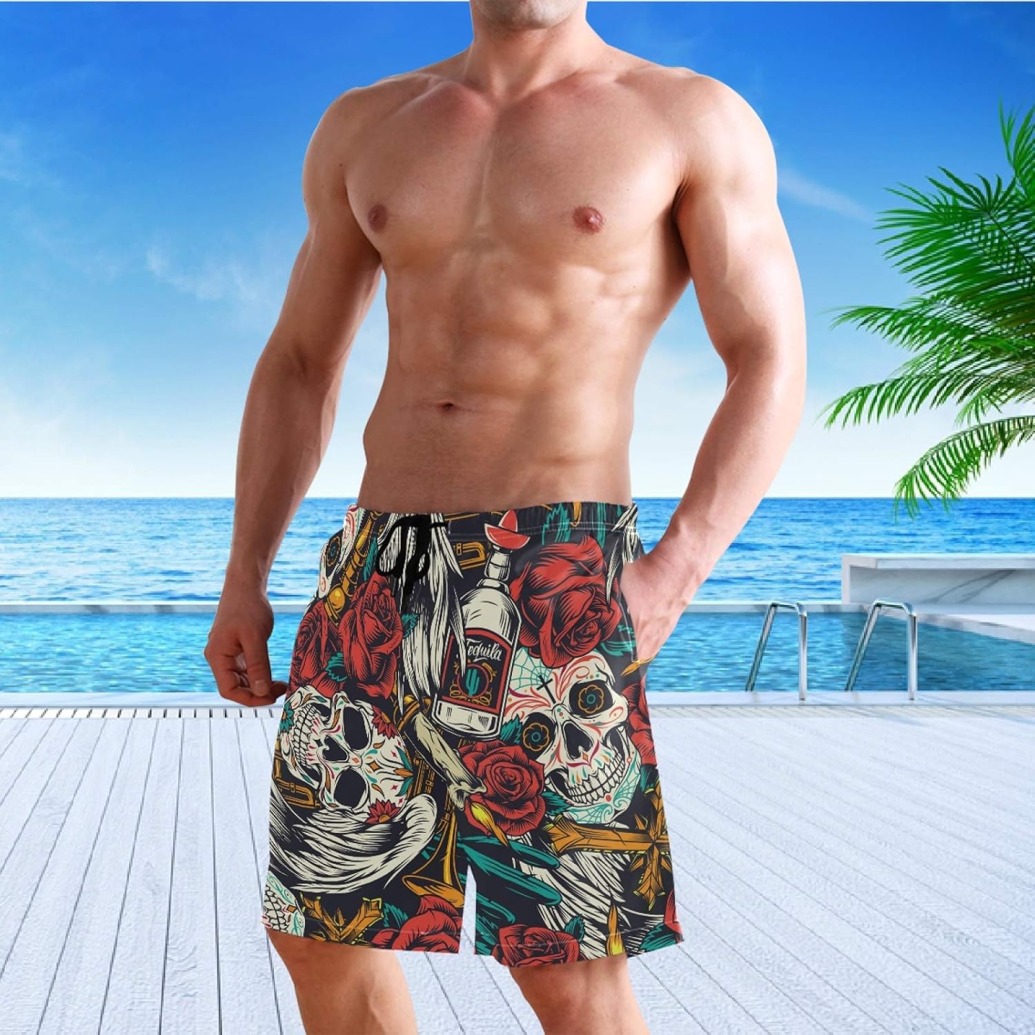 visesunny Men's Novelty Beach Shorts Quick Dry Swimwear Sports Running Swim Board Shorts Bathing Suits with Pockets Summer - Image 5