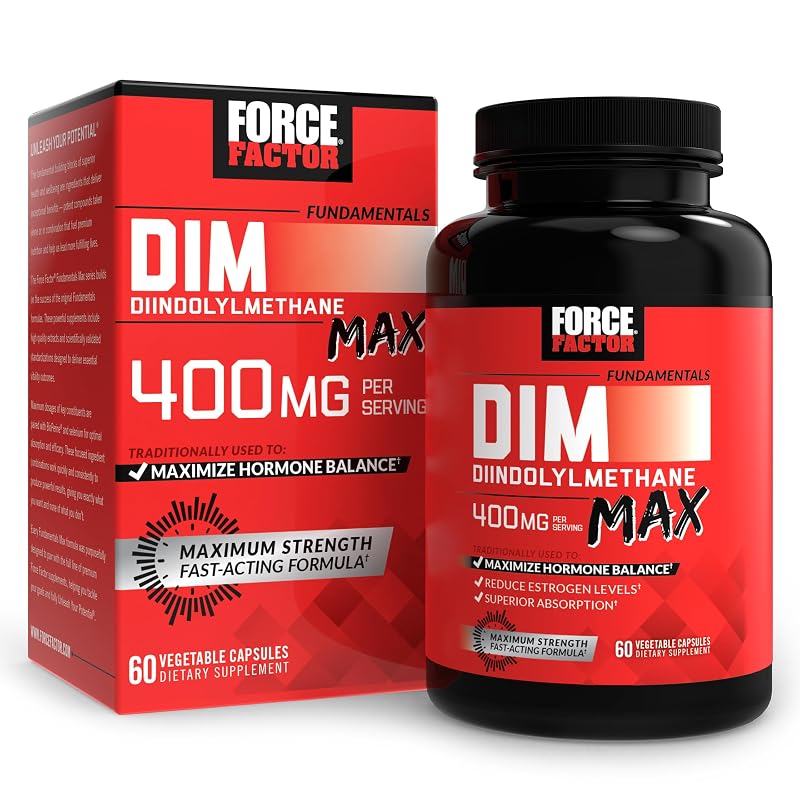 Force Factor Suplemento de DIM (diindolilmetano) 400 mg, 60 cápsulas
