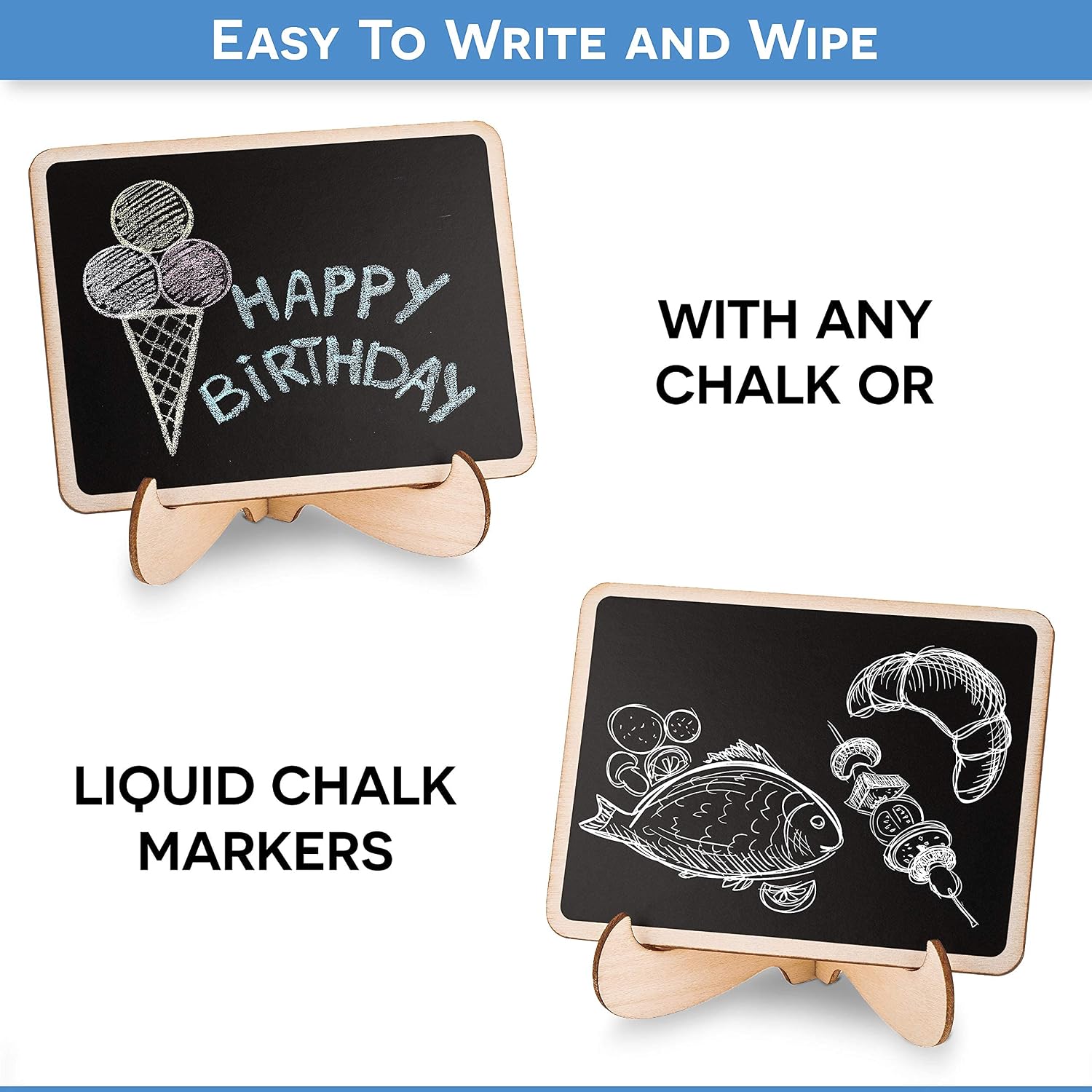 20+1 pcs Wood Mini Chalkboard Sign with Easel Stand Special Event Decorations, Table Numbers Plants, Weddings Place & Birthday Parties Cards, Blackboard for Message Board Signs