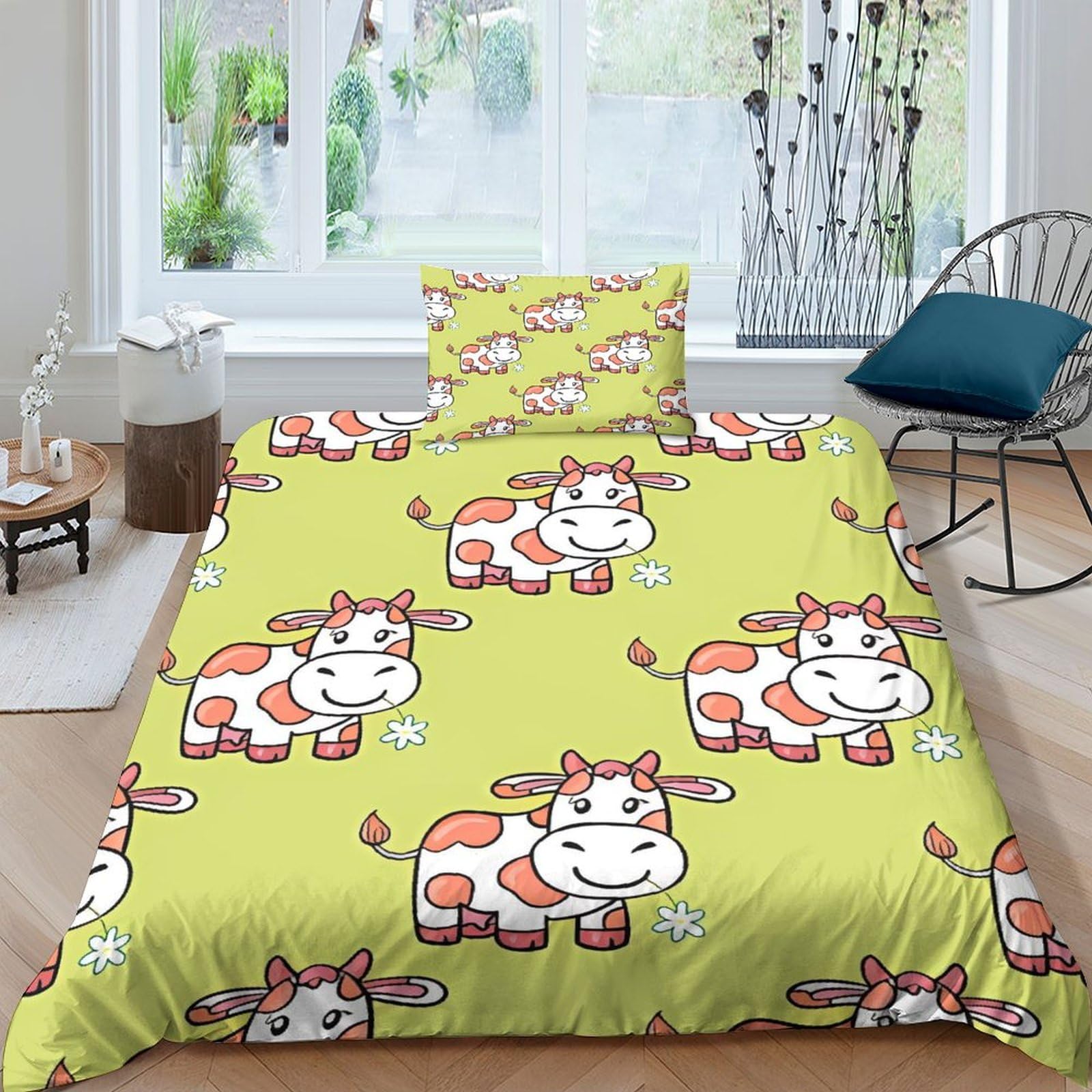 Housse de couette vache 3D pour lit simple, le cadeau parfait pour petit et grand