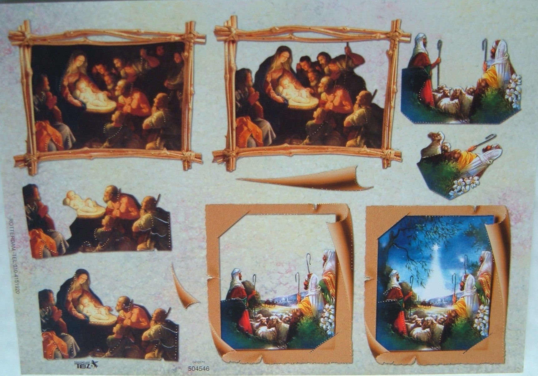 3D Card Decoupage Sheet - Shepherds and Nativity Christmas Pictures (makes 2 Cards)