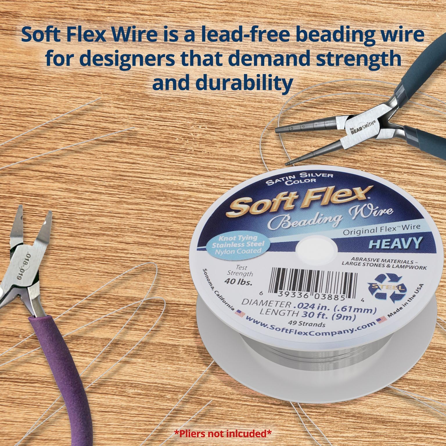 Soft Flex 49 Strand Beading Wire - Heavy 0.24 Diameter - 30 Feet Nylon Design Wire