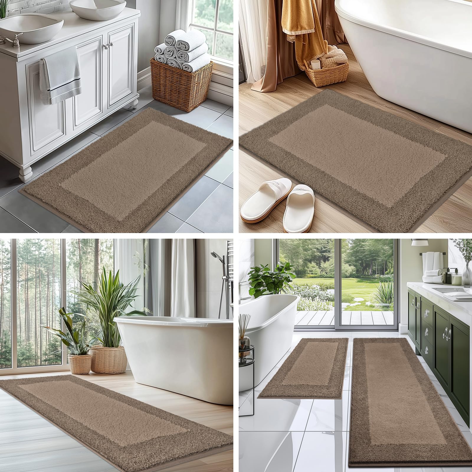 Alfombra de Baño de 76 x 116 cm, Antideslizante, Lavable, para Ducha, Bañera y Suelo