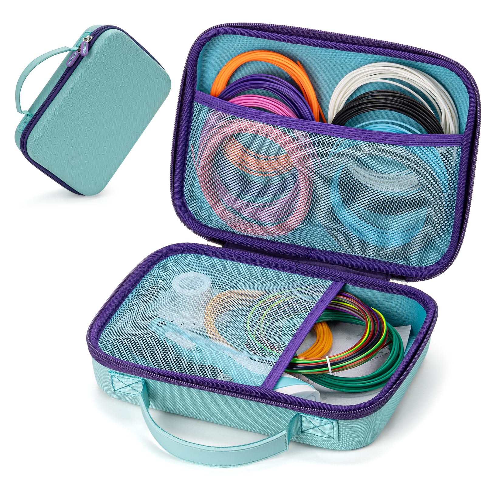 3D Pen Case for Scrib3d P1 Advanced, 3D Doodler Flow, MYNT3D Super Professional Printing, PIKA3D PRO, Extra Mesh Pocket Fits PLA Filament, Stencil