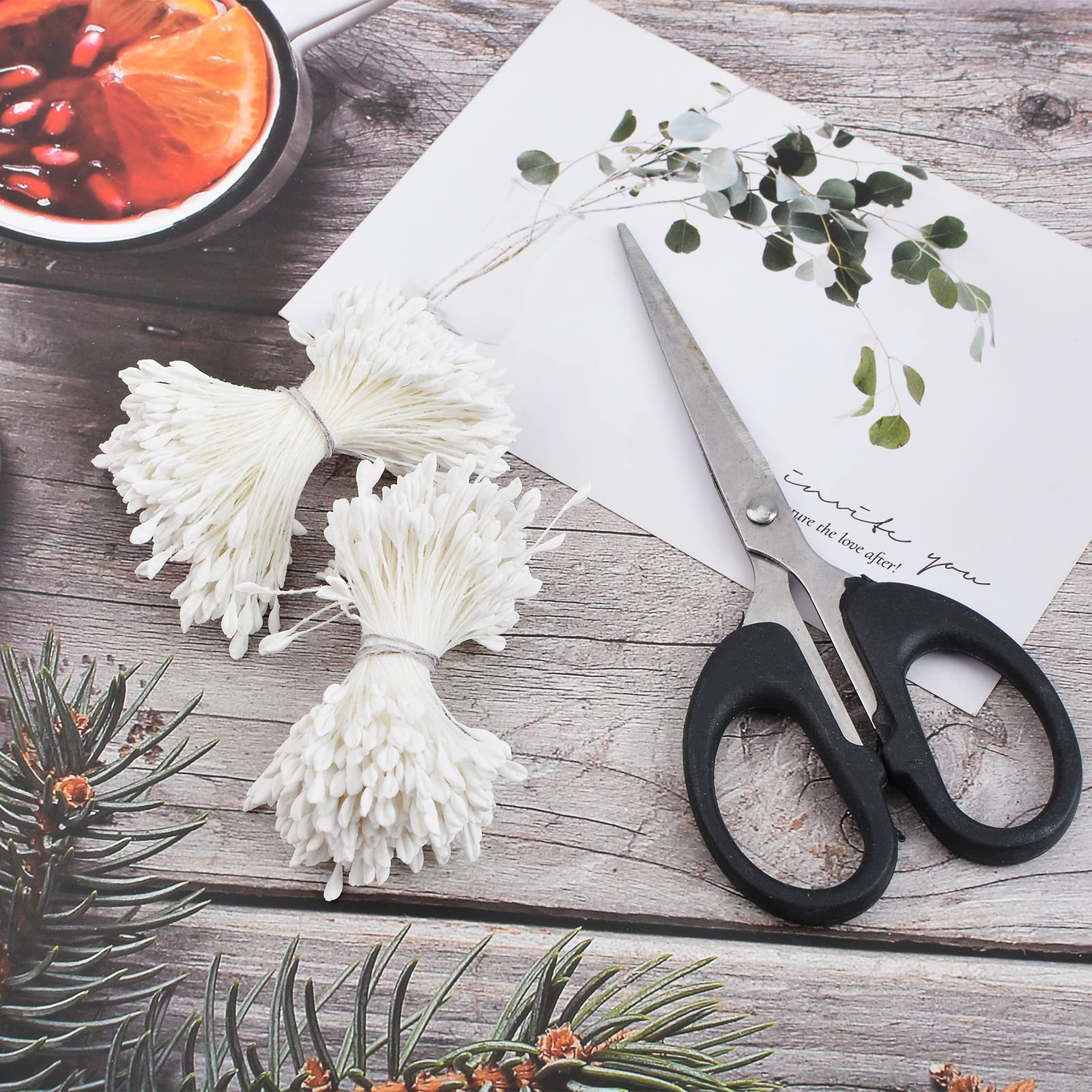 URROMA White Matte Stamens for Crafts 1360 Pcs Stamens for Artificial Flowers DIY Wedding Party Home Scrapbook Decoration - Image 4