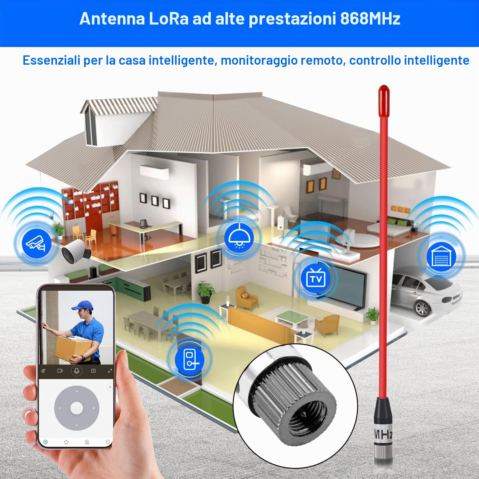 2 confezioni da 868 MHz LORA Antenna 5 dBi Gain Omni SMA maschio 2 confezioni da 868 MHz LORA Antenna 5 dBi Gain Omni SMA maschio