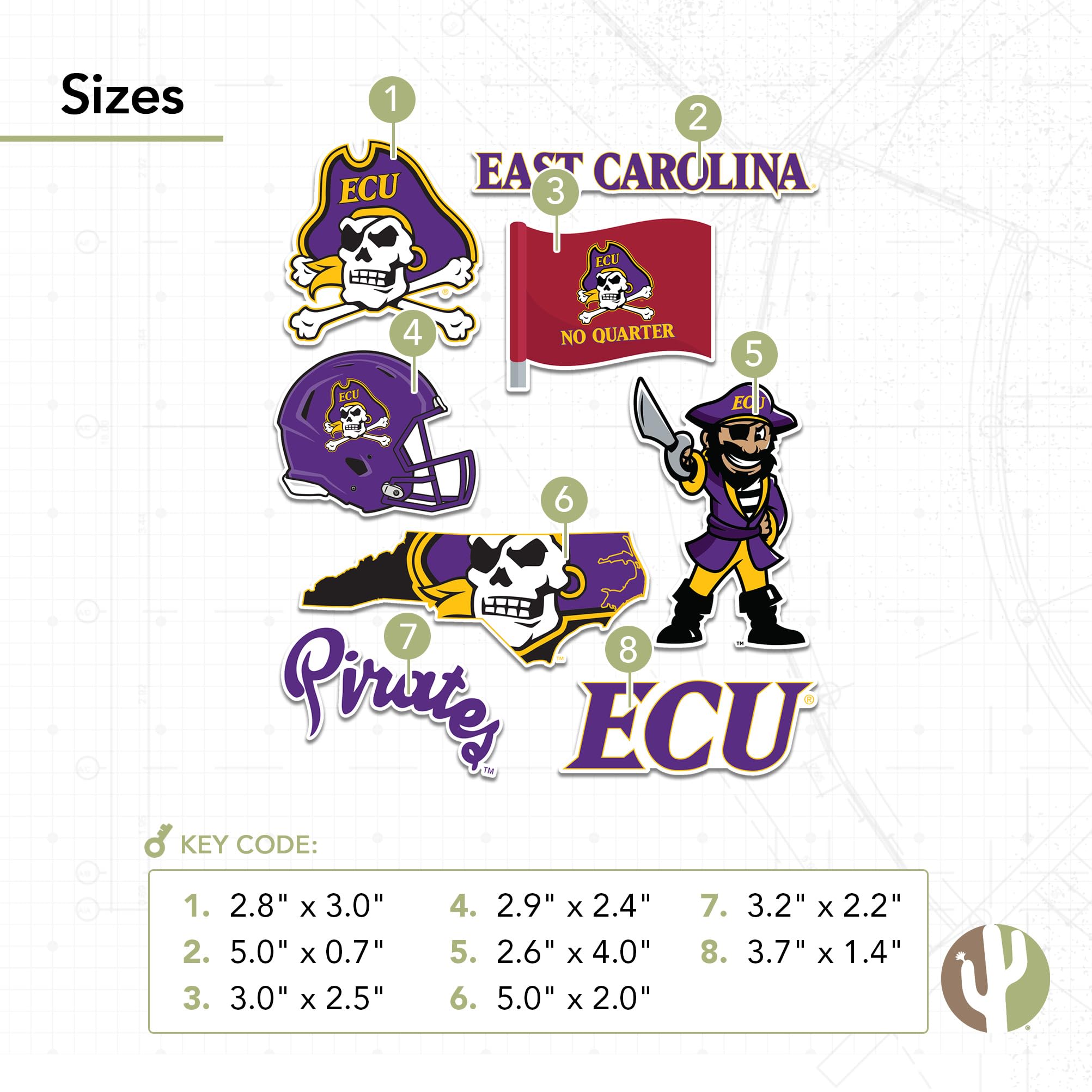 Desert Cactus ECU East Carolina University Sticker Sheet – Vinyl Decals For Laptop, Car, Water Bottle, Made In USA - View #8