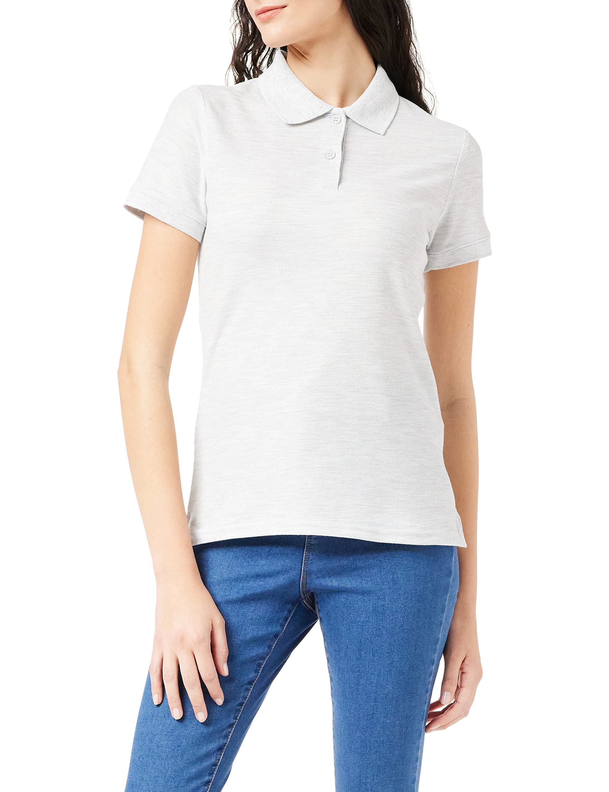 FRUIT OF THE LOOM Women's 65/35 Polo Shirt, Grey (Heather Grey), XS UK