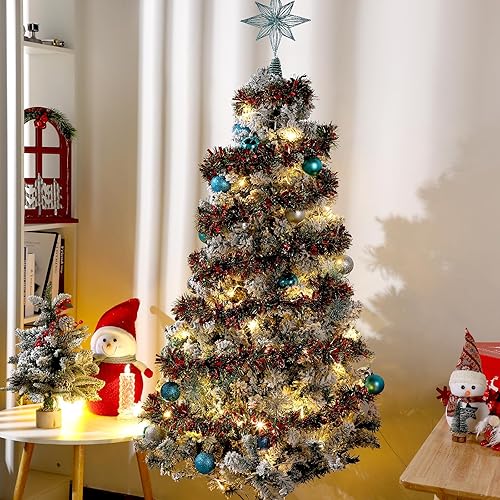 Miniatura 3 de Guirnalda de oropel de Navidad de 33 pies para decoración de árbol con purpurina metálica con 100 luces LED, guirnalda de árbol colgante para