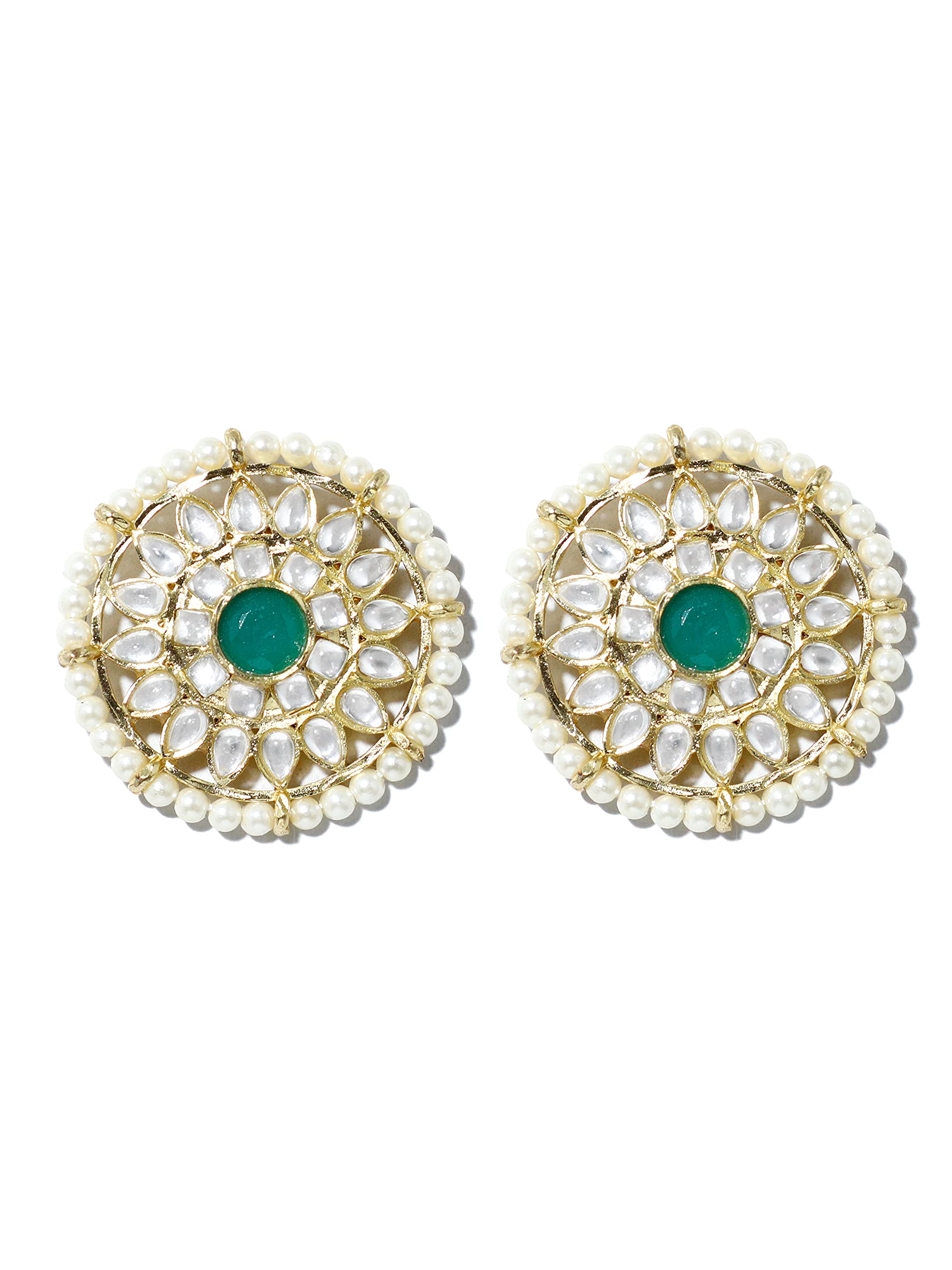 Karatcart Kundan Stud Earrings with Green Stones (B097C1ZHLN) Amazon Price History, Amazon Price Tracker