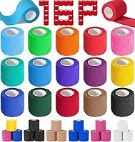 AZEN 16 Pack Self Adhesive Bandage Wrap 2x5 Yd - Elastic Cohesive Vet Wrap, Color Athletic Ankle Tape for Sports, Pets & Tattoos