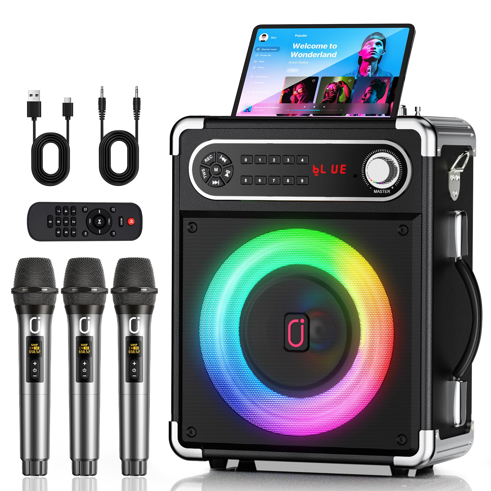 Karaoke Machine with 3 Zero Delay Mics for Adults, Karaoke Set for Parties