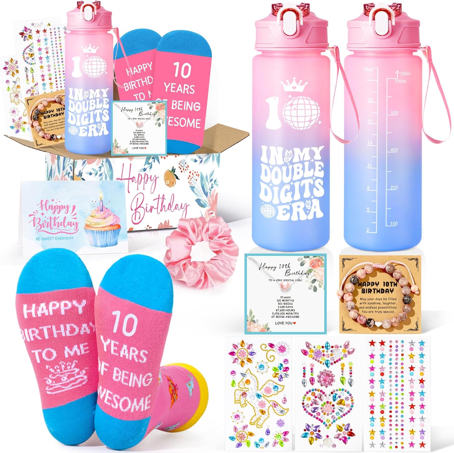 10 Year Old Girl Birthday Gifts, Double Digits Birthday Gift Ideas, Cute Presents for 10 Year Old Girls, Tween Girl Gifts w/ 25oz In My Double Digits Era Cup