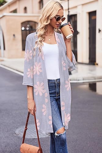 Miniatura 5 de Ekouaer Batas para mujer, de punto gofre, suave, ligera, hasta la rodilla, tallas S-XXL