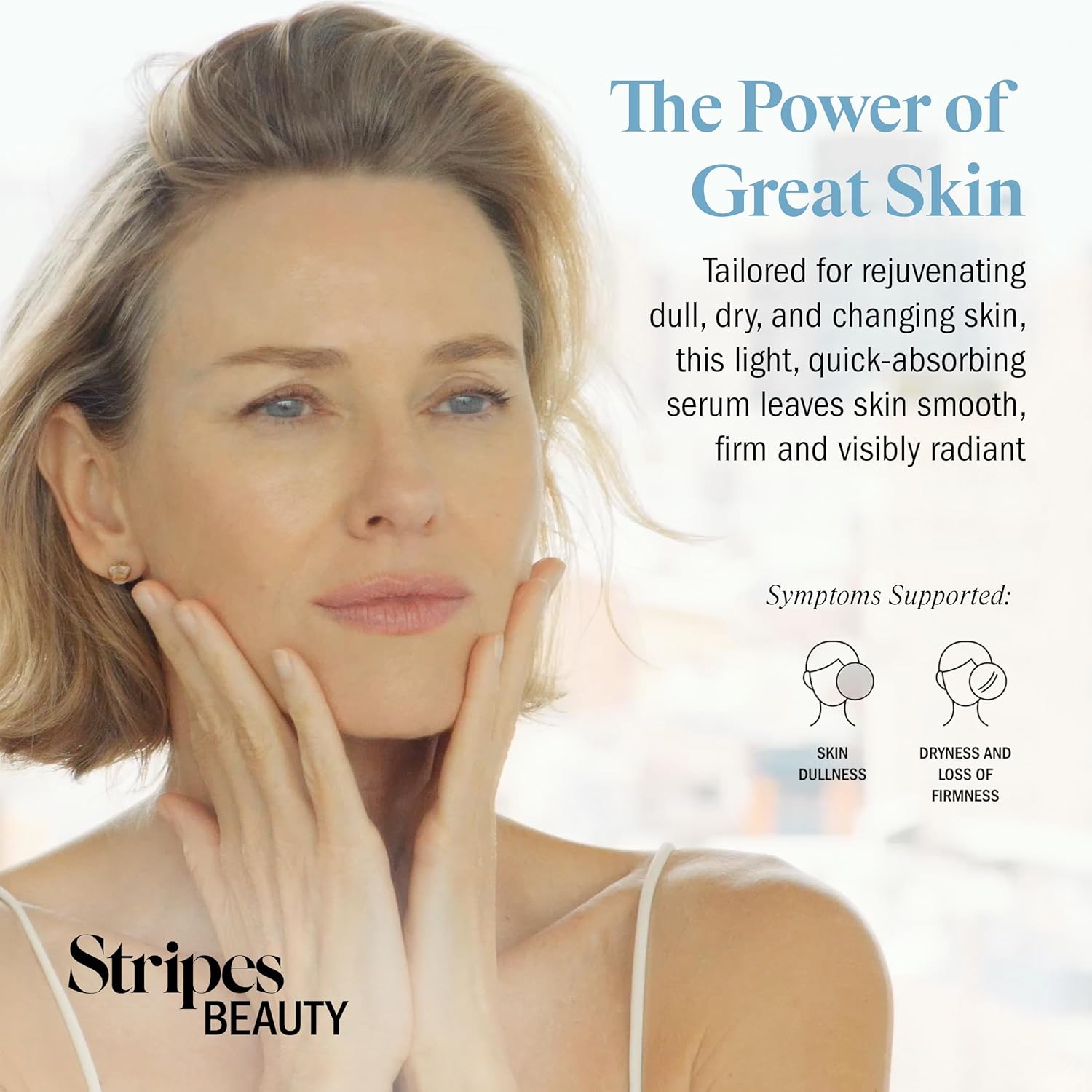 STRIPES Beauty Naomi Watts The Power Move Hydrating Facial Serum Firm Smooth Fine Lines And Wrinkles Squalene Hyaluronic Acid Safe Sensitive Skin Menopause Support 1.0 Fl Oz - Image 3