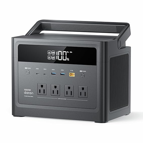 2026 Portable Power Station 1000W (Surge 2000W), 576Wh LiFePO4 Battery Solar Generator