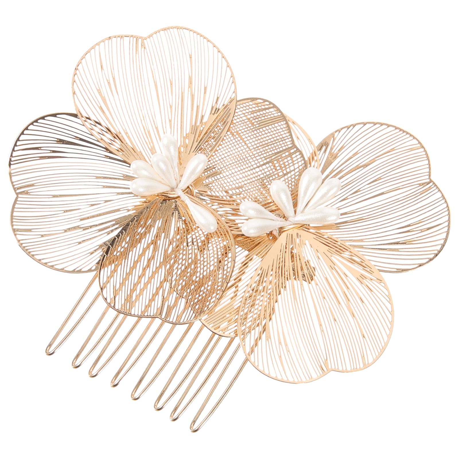 LIFKOME Peineta de Flores Dorada para Novia Diseño Delicado y Estilo Retro, Material de Aleación y Plástico, Ligera y Resistente para Uso Prolongado en Bodas y Cumpleaños