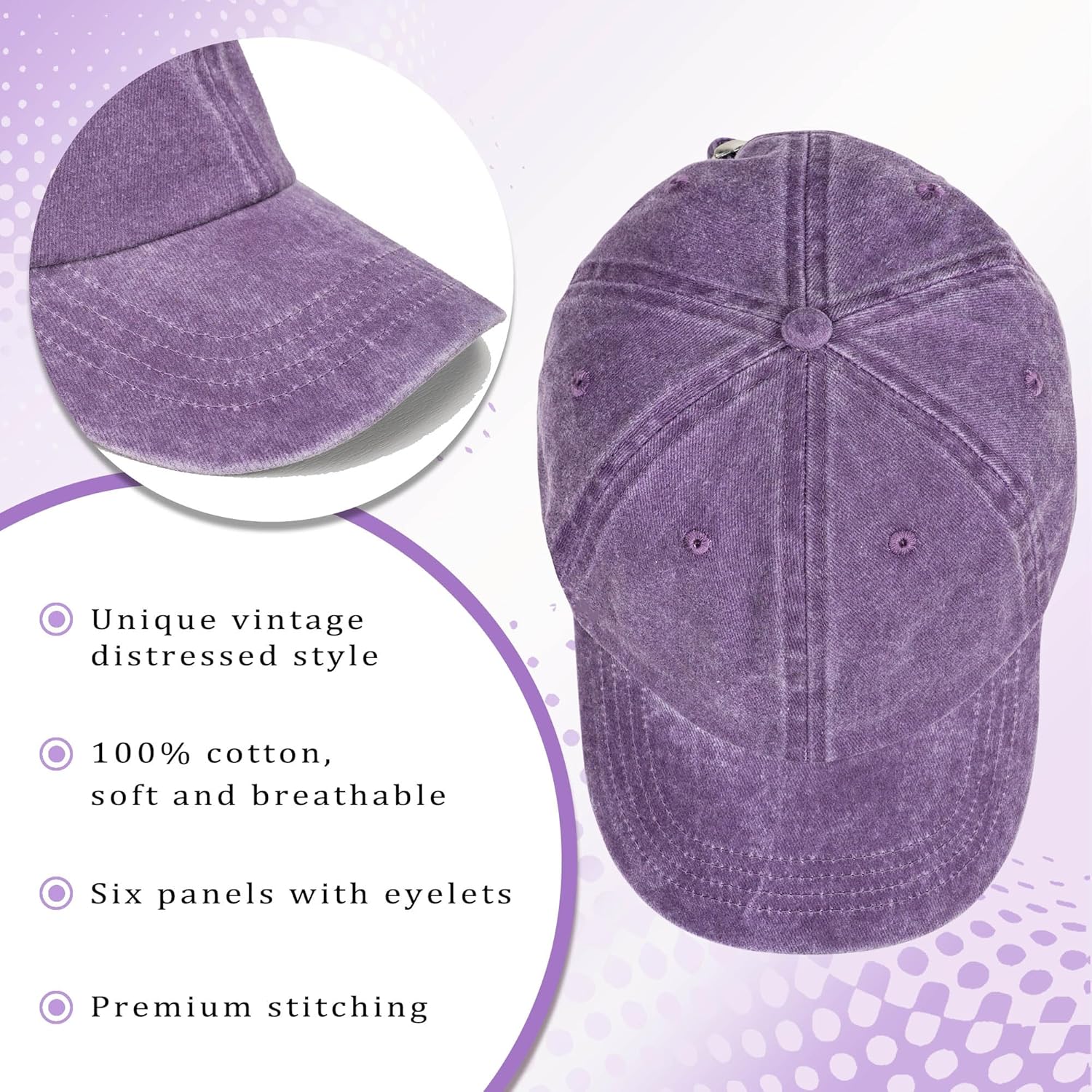 60th Birthday Gifts for Men Women 1966 Hats Vintage 60 Year Old Embroidered Baseball Cap Purple - Image 5