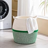 Vista 3 de KAKAMAY Cestas tejidas para almacenamiento (17 x 17 pulgadas), canasta grande de ropa para bebé, cesta de lavandería plegable, cesta de manta