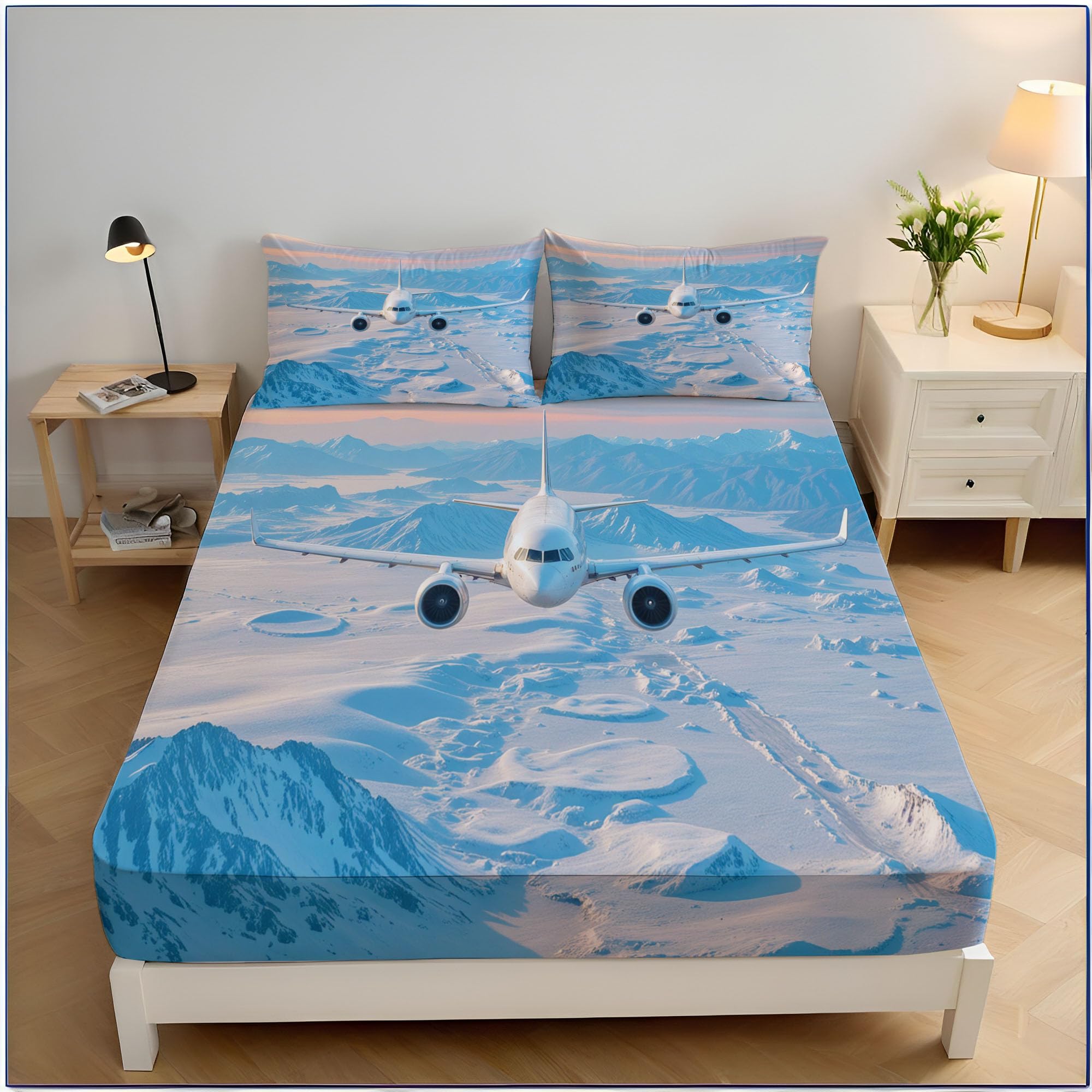 Drap housse 180x200cm décoratif paysage hivernal pour transformer votre chambre