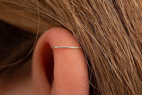 Miniatura 76 de Gold Hoop Earrings Silver Hoop Earrings - Hoop Earrings For Women Two Pcs Of Thin Gold Filled Sterling Silver Hoops, Helix Hoop, Tragus Ring