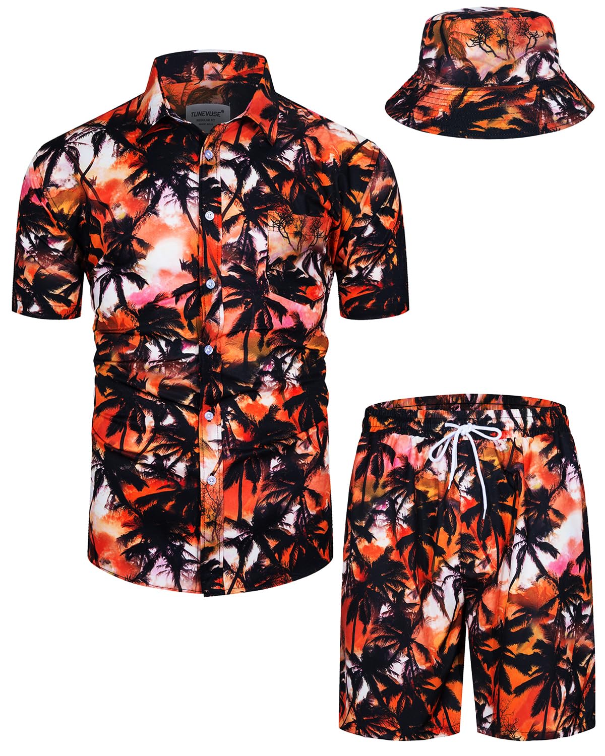 TUNEVUSE Tropical Chemise à Bouton Bas Homme