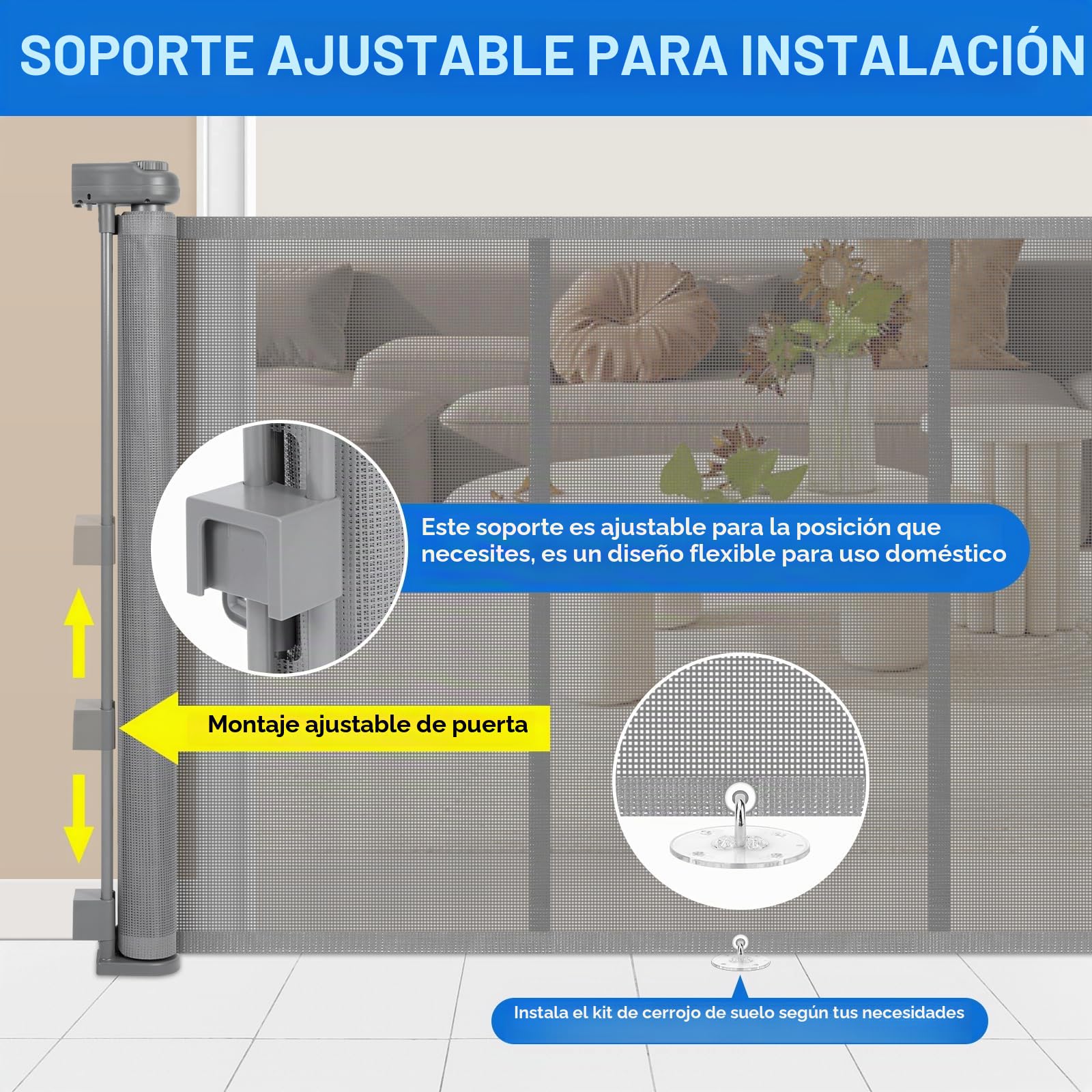 Puerta Seguridad Bebé Extensibles, 0-300 cm Barrera Seguridad Niños y Perros, Vallas de Seguridad para Niños Escaleras y Pasillos, Interiores y Exteriores (Gris)