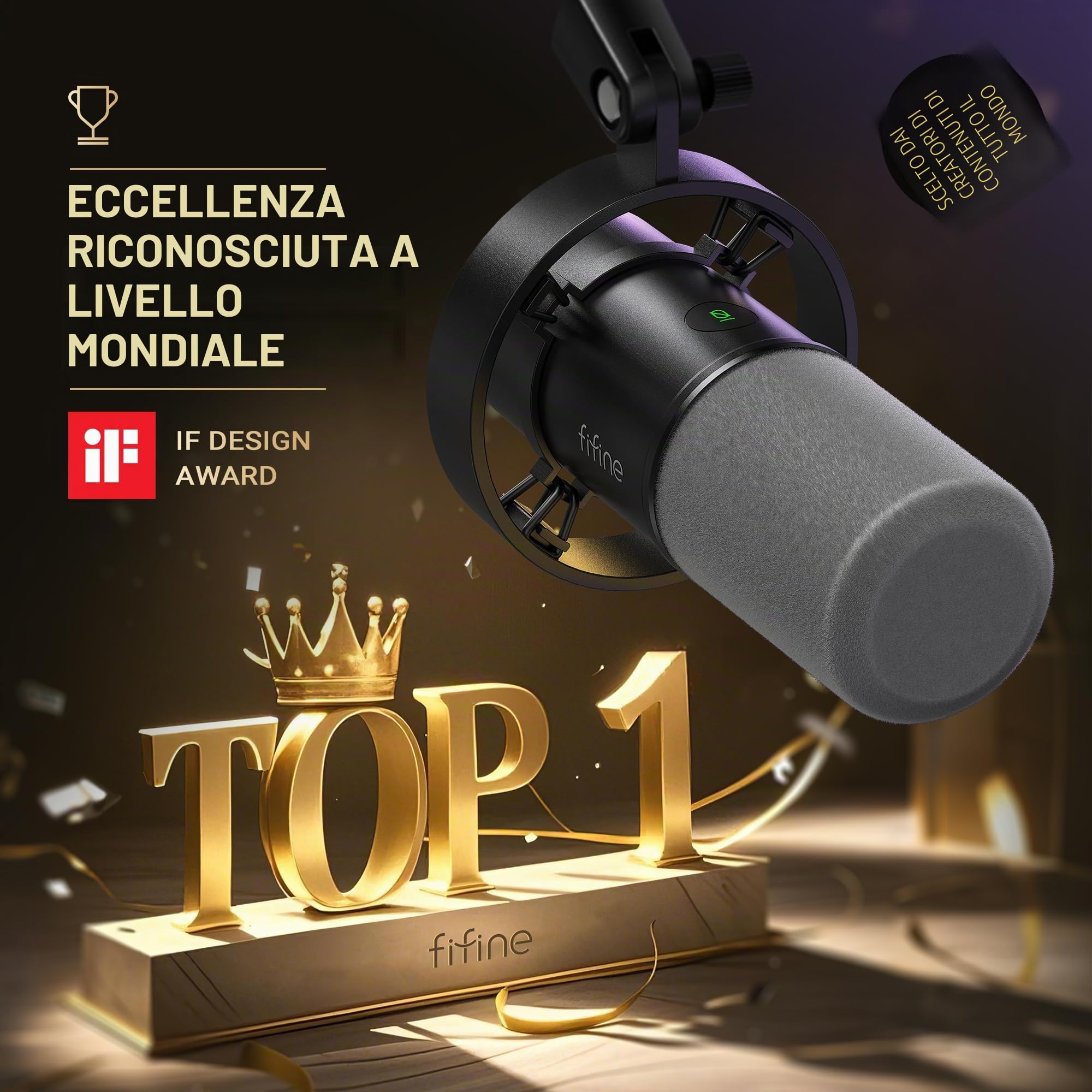 FIFINE K688 Kit microfono podcast, microfono dinamico USB/XLR con braccio braccio per mixer PC/XLR, microfono da gioco con pulsante mute, jack per cuffie per voce, voice-over, streaming, registrazione