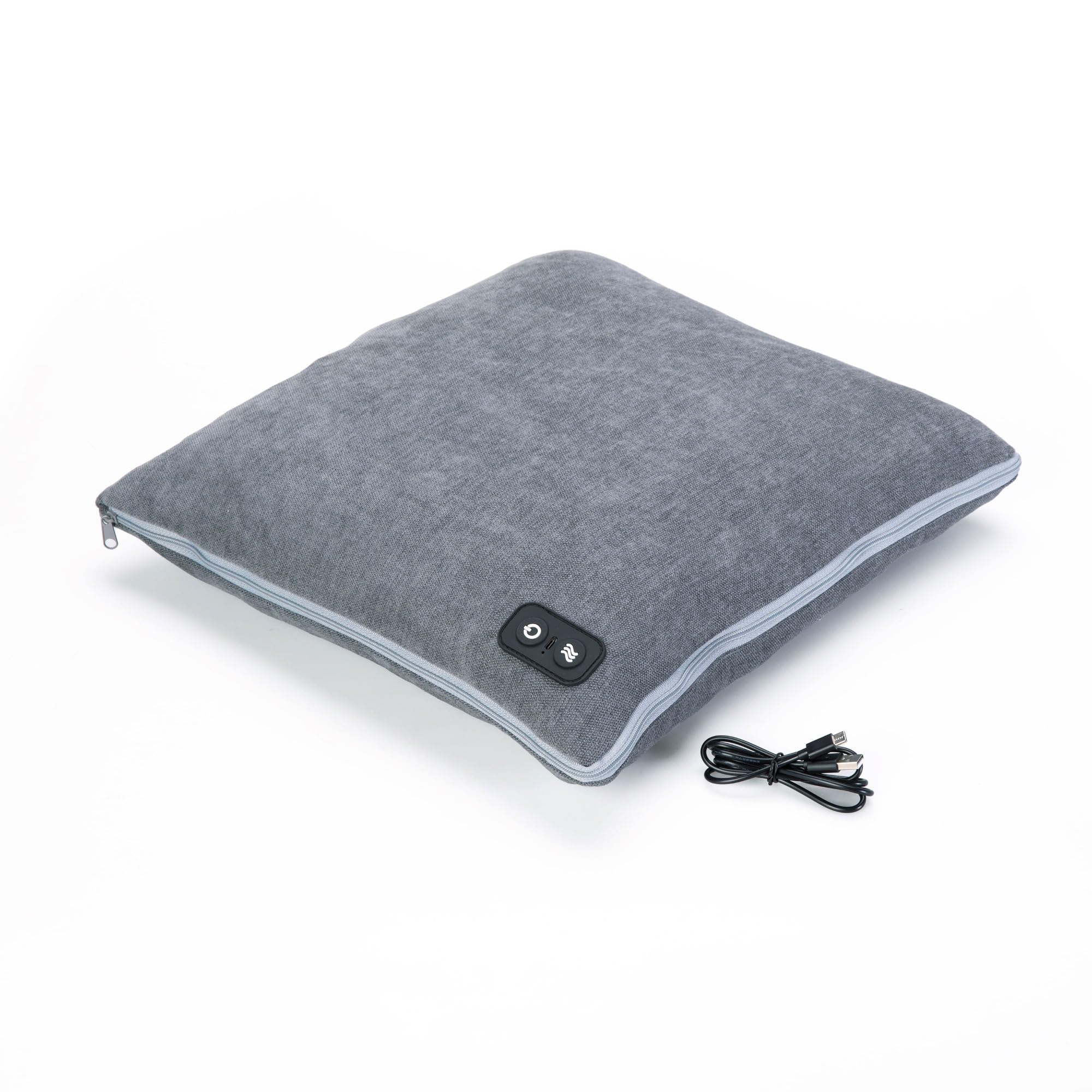 Heating Pillow - Cojín Calefactable Sin Cable - Funda Asiento Térmica 2 En 1 - Calor Espalda Lumbares Sillón - Batería Recargable USB - Zonas XXL – Textura Ultra Suave Confort