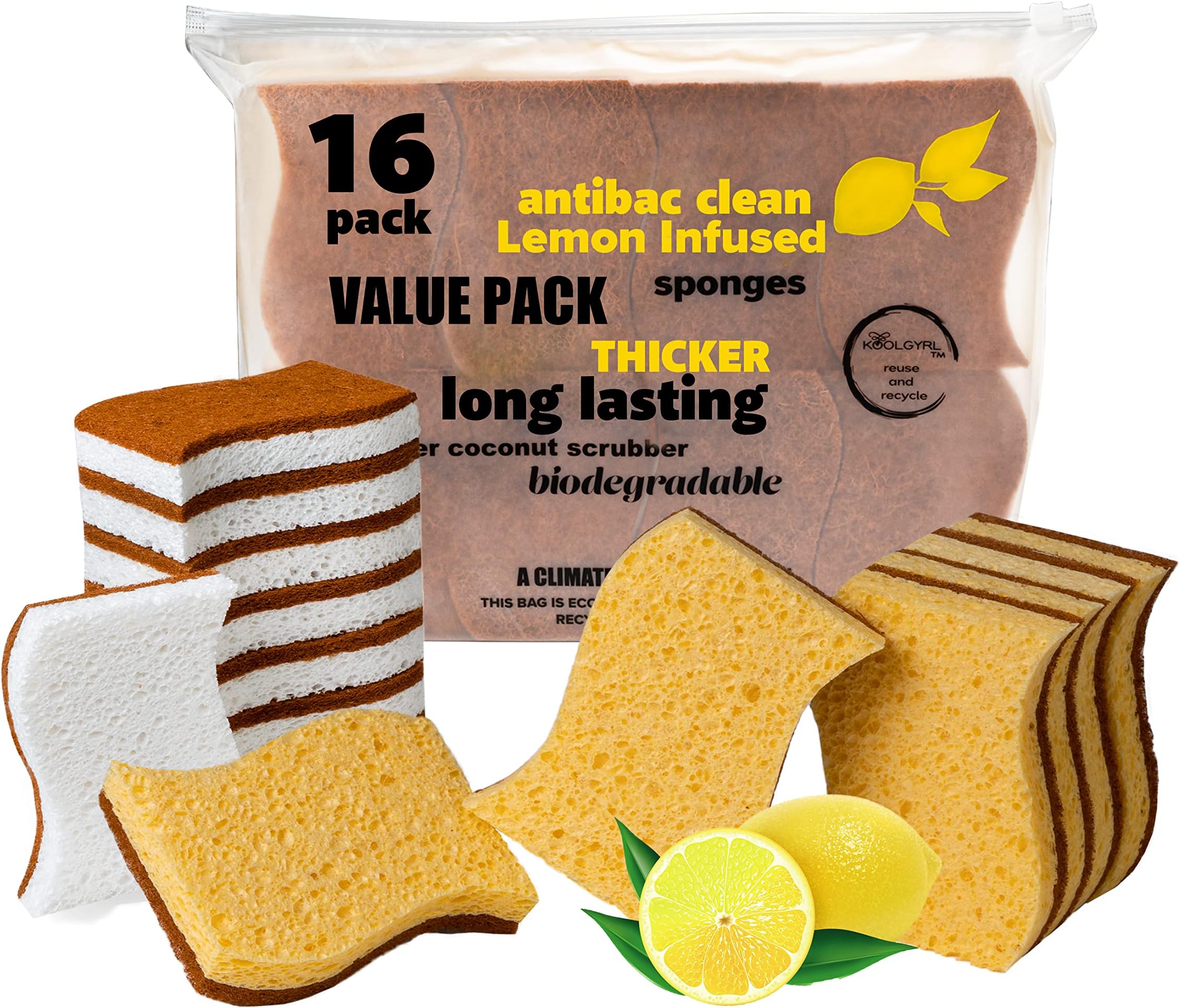 Kitchen Sponges, Heavy Duty Scrub Sponges, NonScratch
