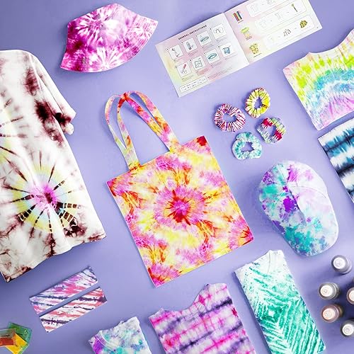 Miniatura 8 de Hearth & Harbor Kit de teñido anudado para niños y adultos, 197 piezas, 18 colores, incluye 18 botellas, 120 bandas de goma, 1 embudo, 1 guía y