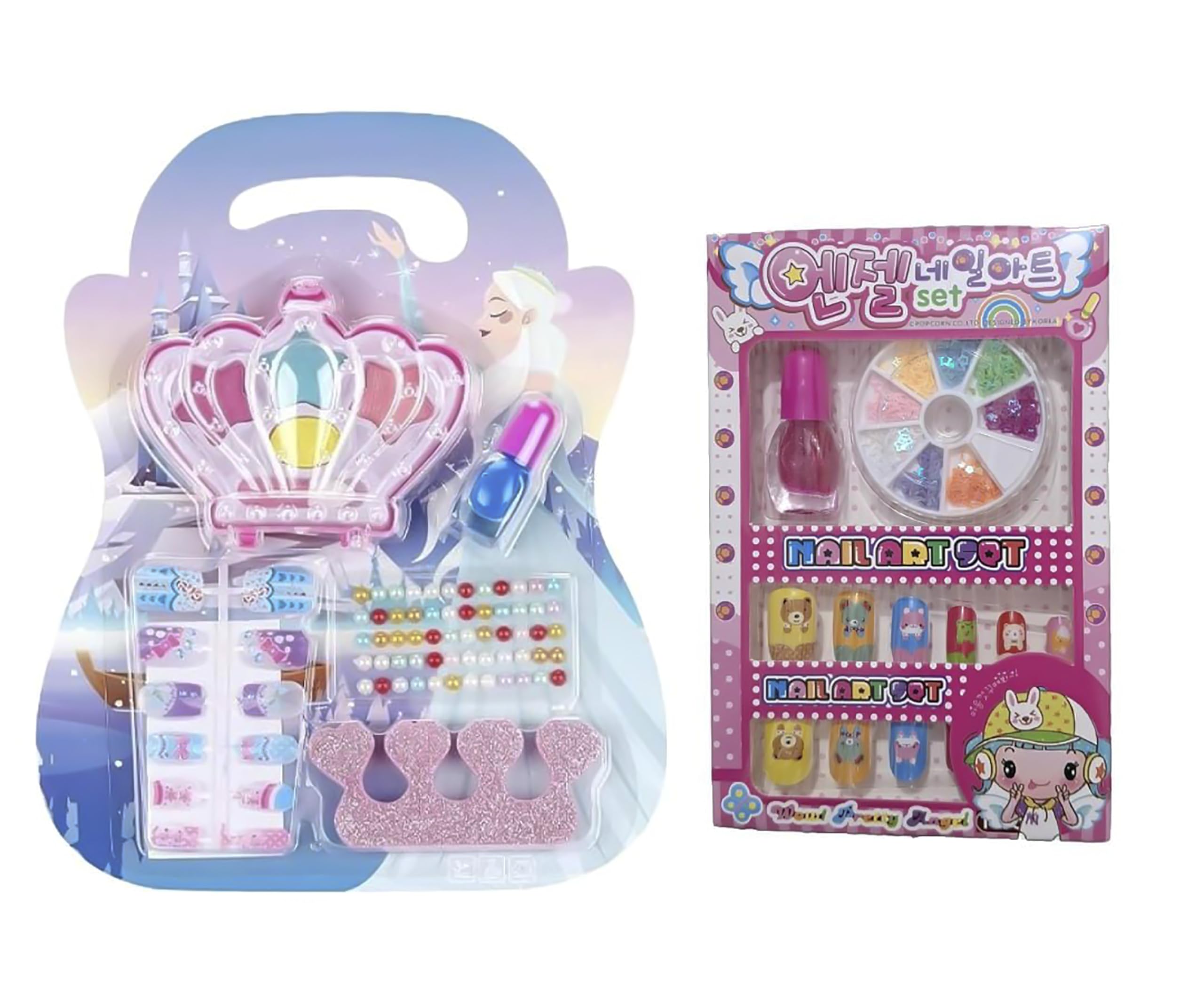 AMB Crown Nail Art and Beats With 12 Artificial Nails, Glitters and crown | Fake Nails Home Salon Birthday Gift Kids Makeup Kit for Girls (Combo)Random design-image-17