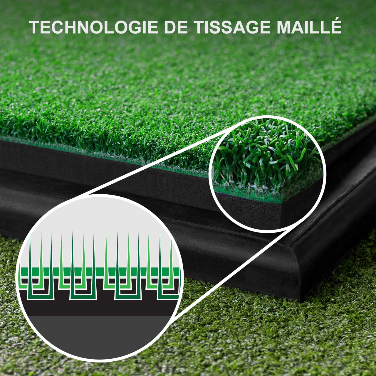 FORB Golf Tapis d'Enseignement [1,5 m x 1,5 m] | Swing, Position et Alignment