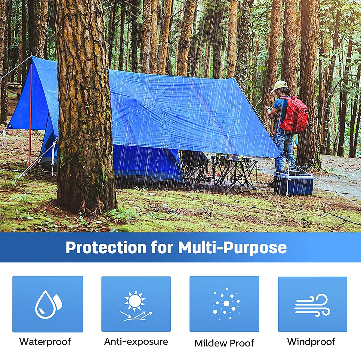 Buy Heavy Duty Tarp Waterproof 10x12, Sunallin Camping Tarps Super