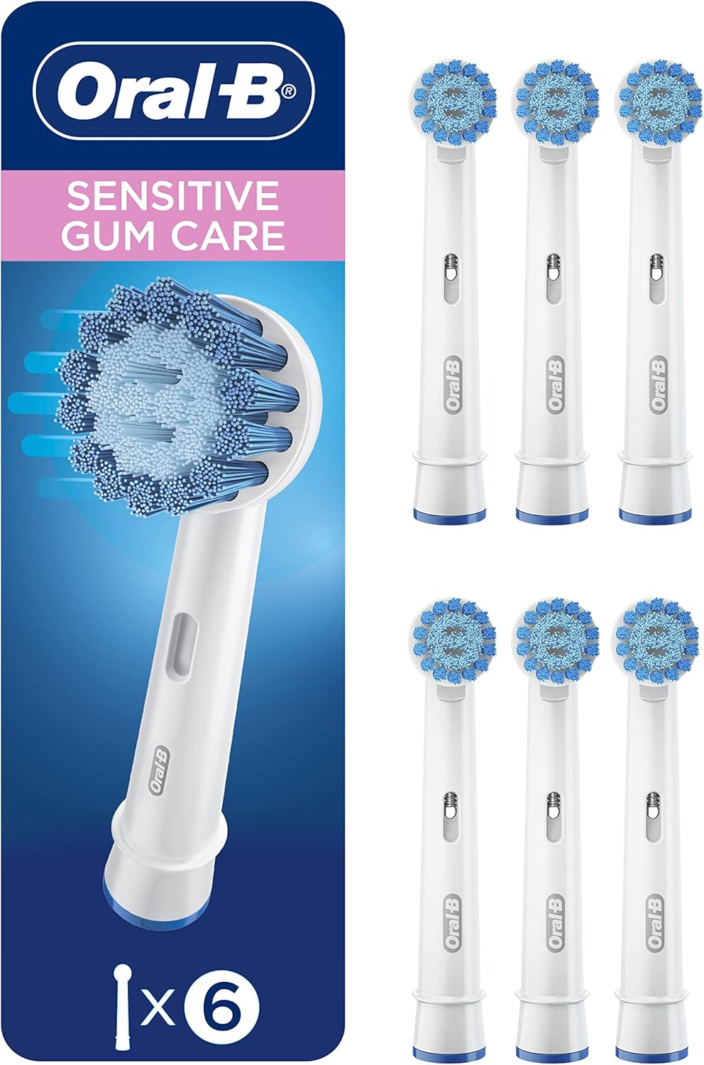 OralB Sensitive Gum Care Lot de 6 têtes de brosse de rechange pour brosses à dents électriques