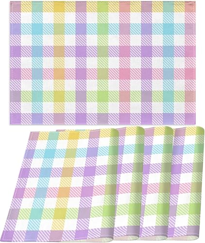 Nepnuser Juego de 4 manteles individuales de lino con diseño de búfalo de Pascua, rústicos, para decoración de mesa de comedor, cocina, hogar,