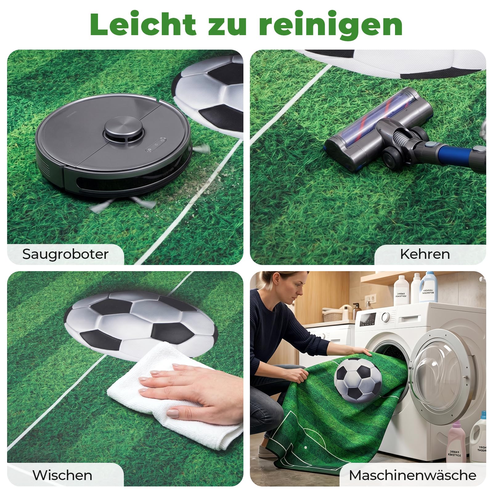 Fussballfeld Teppich, 160 x 240 cm Fußball Spielteppich Groß rutschfeste Fußball Teppich Spielplatz Fußballfeld Dekorative Matte für Spielzimmer Jugendzimmer Wohnzimmer Fußballfans