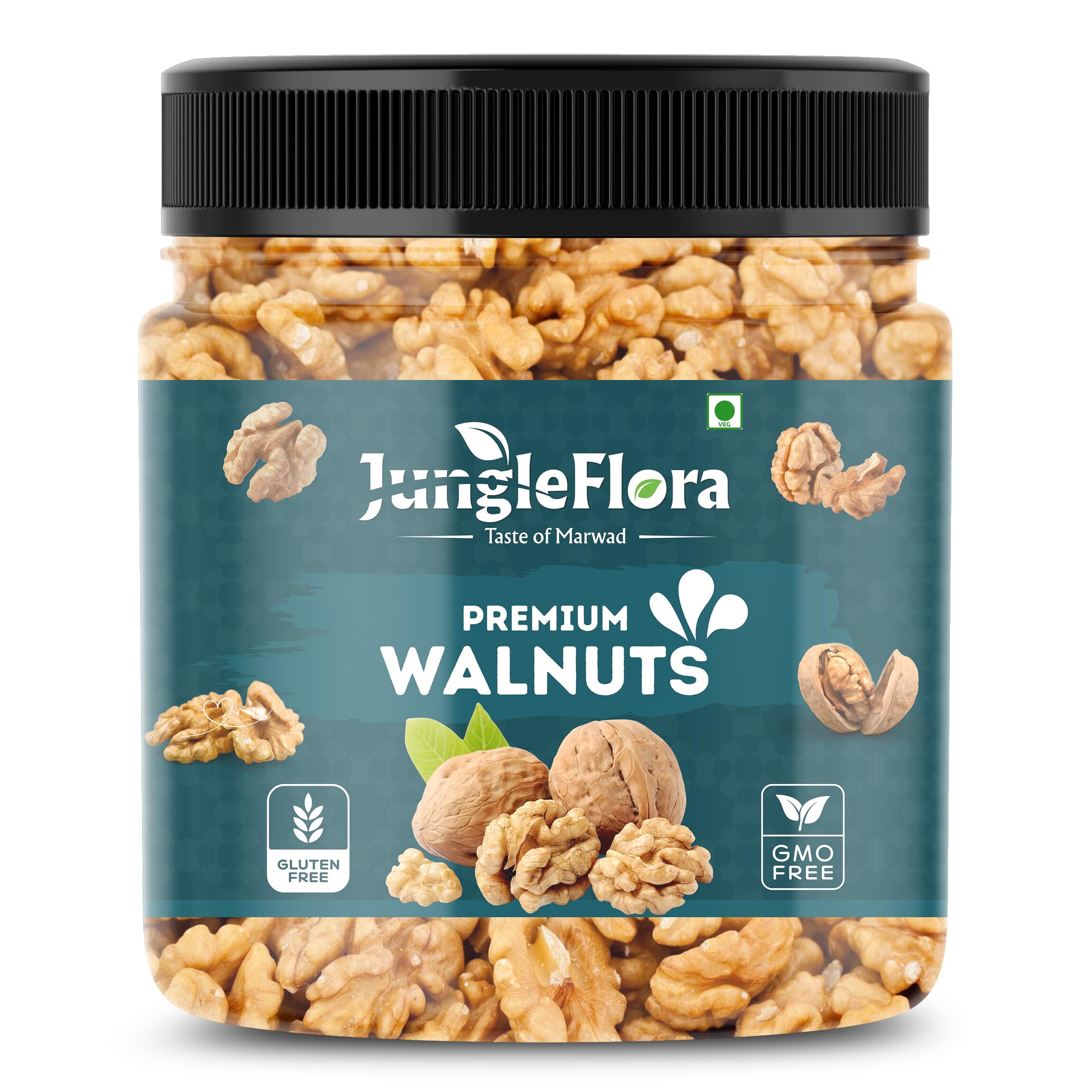 JUNGLE FLORA Walnut Kernels 1kg, Walnuts without Shell, Akhrot Giri, Healthy Snacks, Dry Fruits, Natural Kashmiri Walnut Kernels | Rich in Protein, Iron & Antioxidants | Rich Source of Omega-3