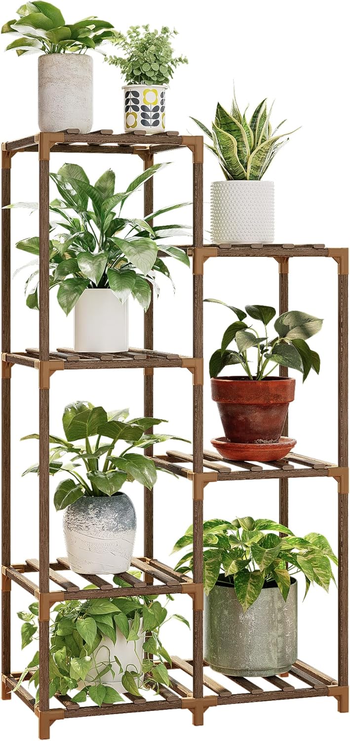 Bamworld Small Plant Stand for Indoor Plants Outdoor Plant Shelf Flower