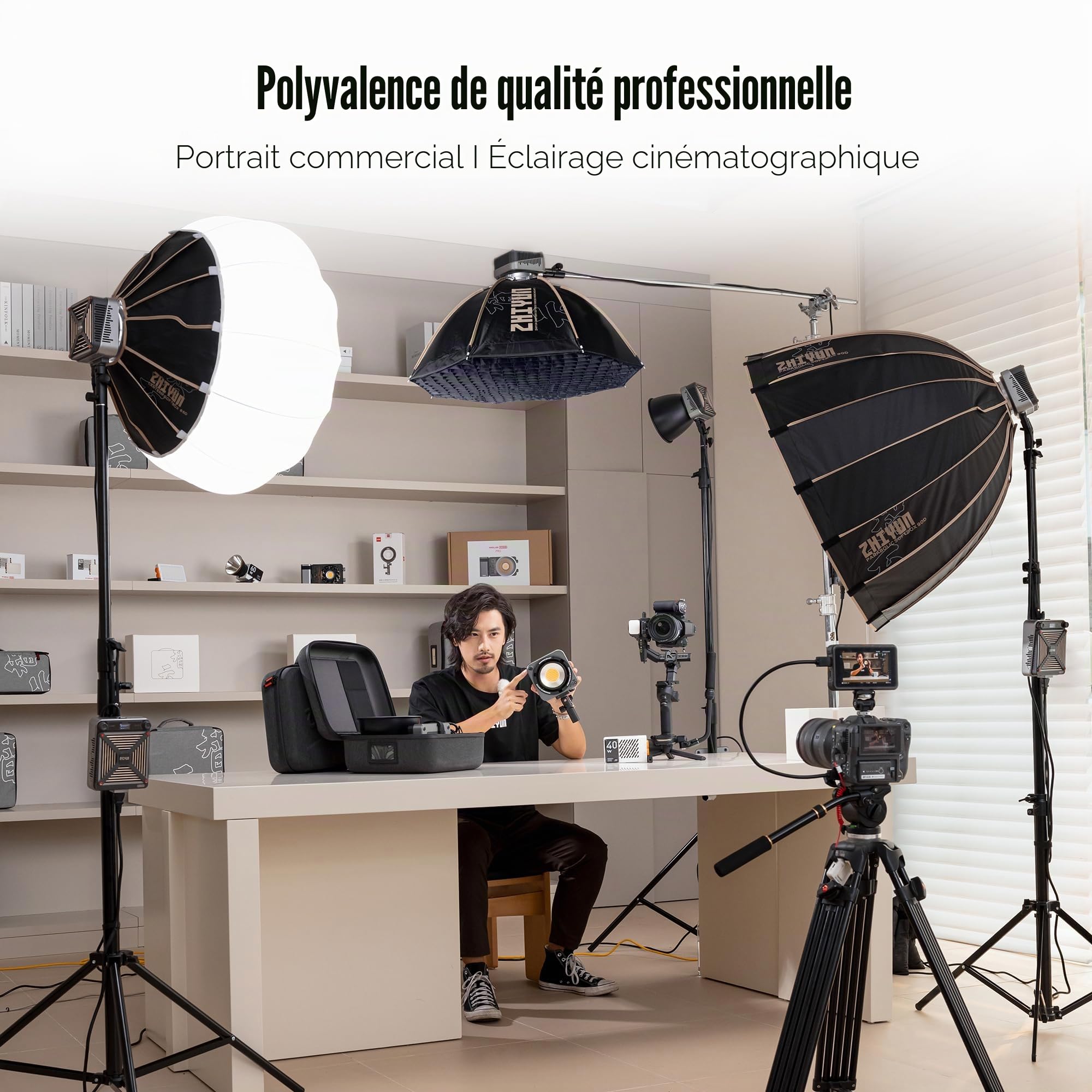ZHIYUN CINEPEER 60cm Boîte à Lumière Octogonale à Monture Bowens, à Dégagement Rapide avec Grille en Nid d'abeille pour Studio Photo, Enregistrement Vidéo, portraits, pour Zhiyun Molus Série G Série B