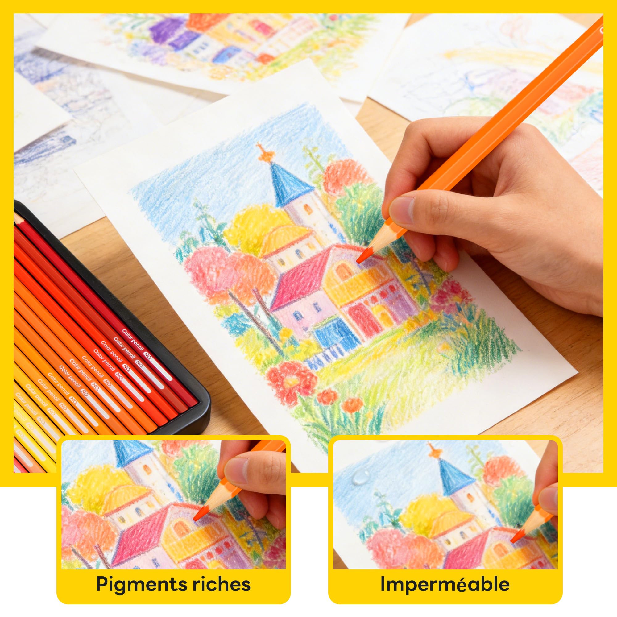 Lot de 72 crayon de couleurs de qualité pour adultes, artistes professionnels et coloristes, fournitures artistiques pour enfants débutants, crayons de couleur pour étudiants
