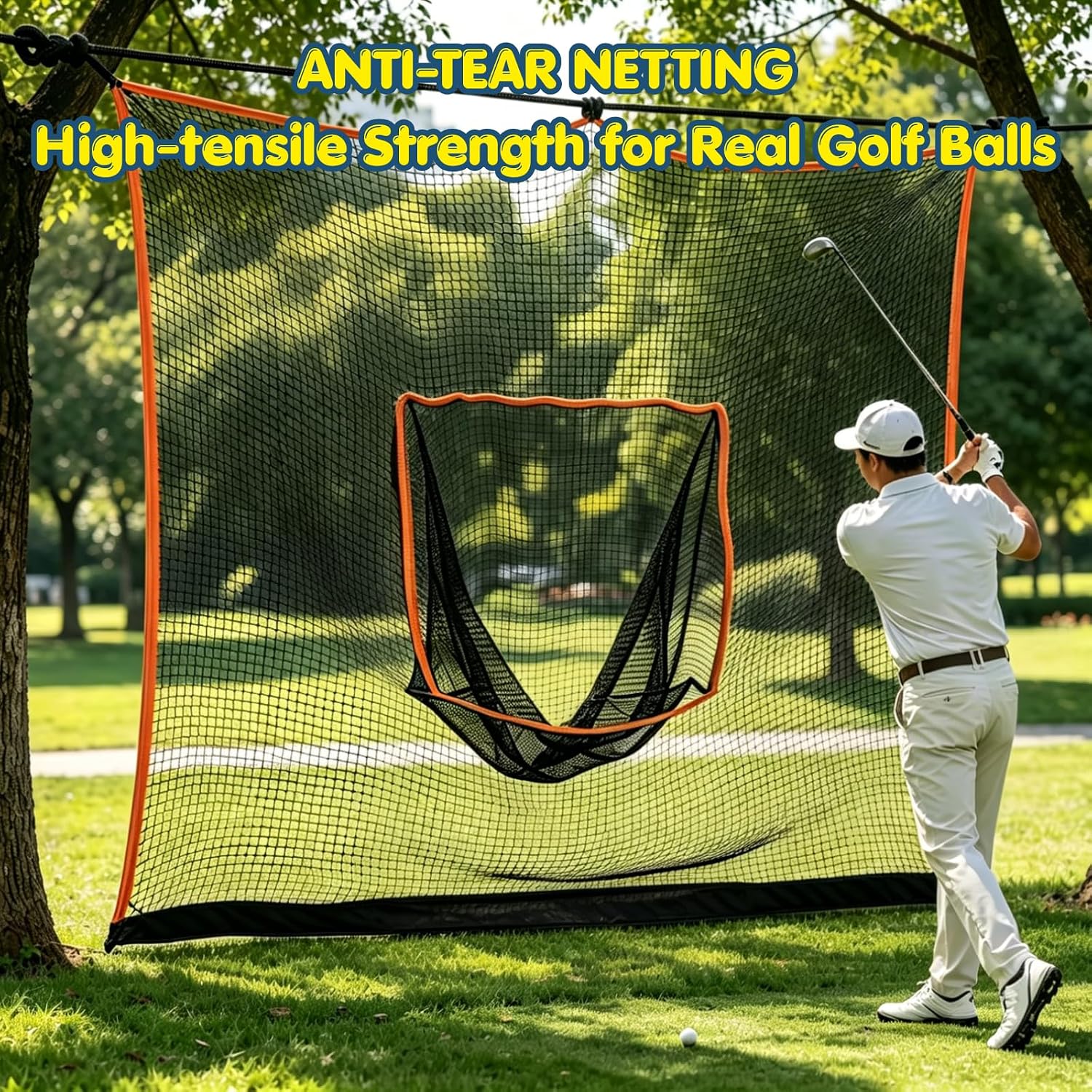 Golf Net, 10x10FT Heavy Duty Golf Practice Net with Net Pocket – Indoor/Outdoor Hitting Net for Driving, Backyard, Garage Training