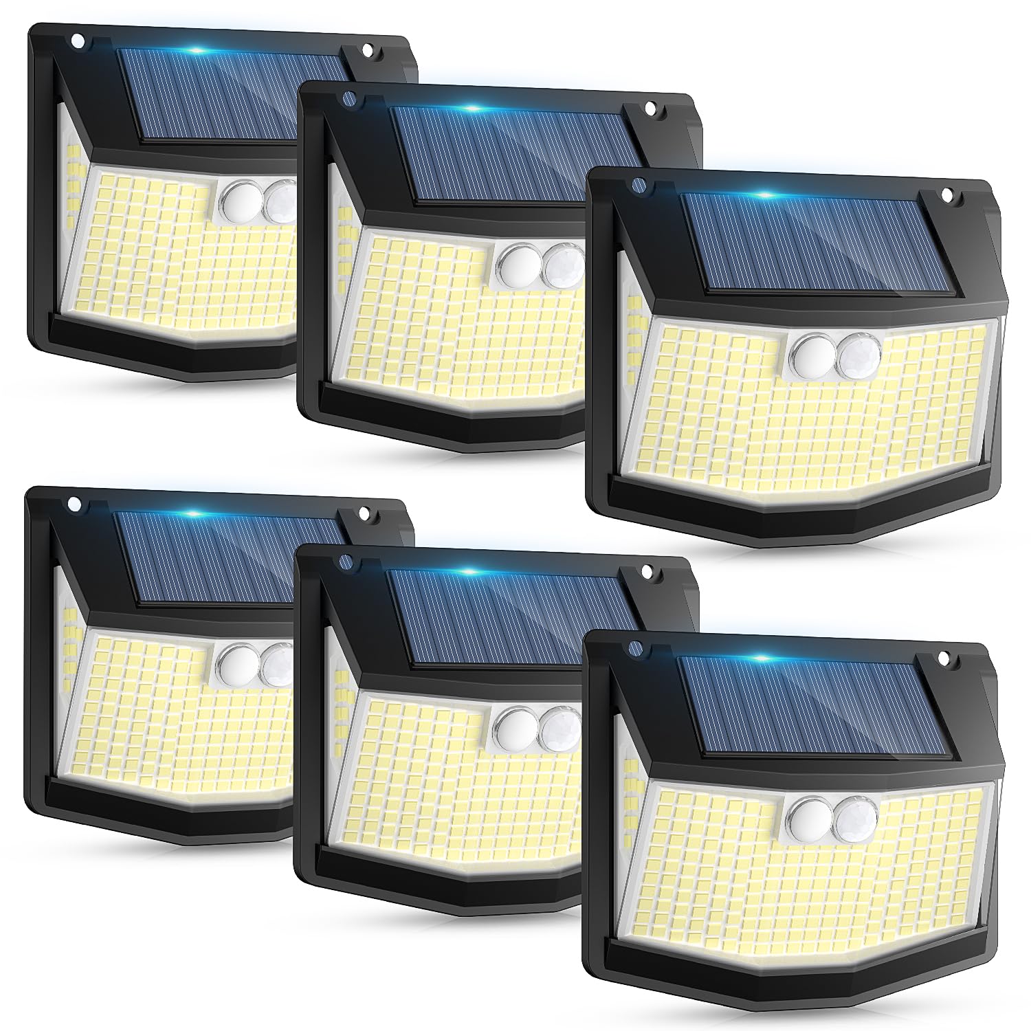 Luz Exterior Solar LED Jardin: 248 LED Luces Solar con Sensor de Movimiento 3 Modos Solar Exteriores Lampara 270° Iluminacion IP65 Impermeable Focos Exterior Solares para Jardín Garaje 6 Paquete