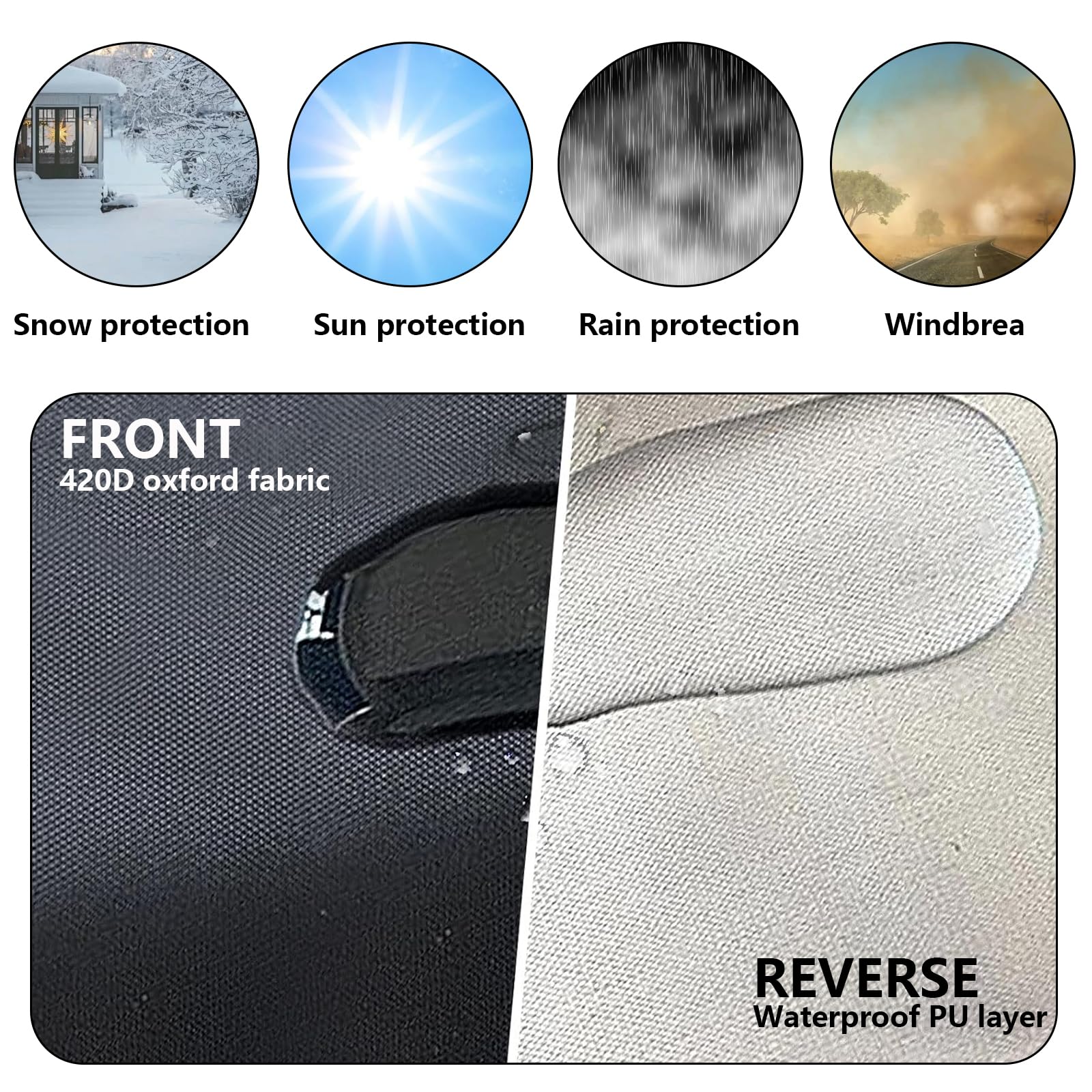 Housse Brasero Rond,Housse de Protection pour Plaque de Feu,étanche à l'eau et à la Poussière Tissu Oxford 420D Résistance Aux UV Housse de Protection Barbecue (80cm) - 4