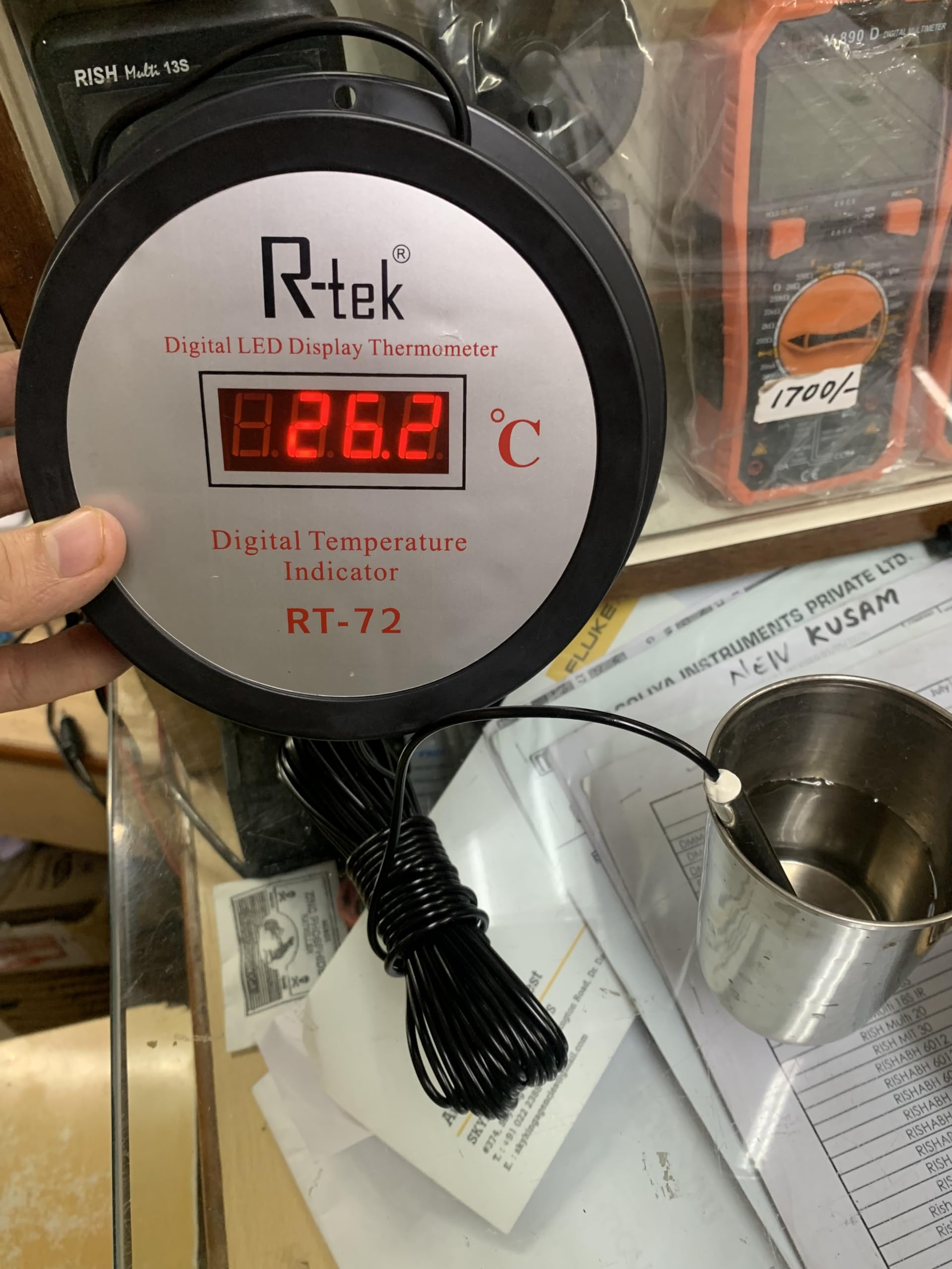 Skyking Digital Temperature Indicator | LED Display Thermometer with external probe for measuremement (Range: 0-100°C) (B0CPFM859R) Amazon Price History, Amazon Price Tracker