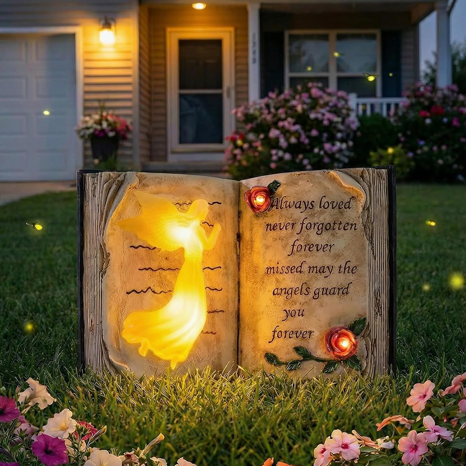 Outdoor Solar Angel Garden Stakes Lights - Praying Guardian Angel Figurines, Waterproof Memorial Grave Decorations Gifts for Cemetery Outdoors Lawn Yard Patio Home Decor