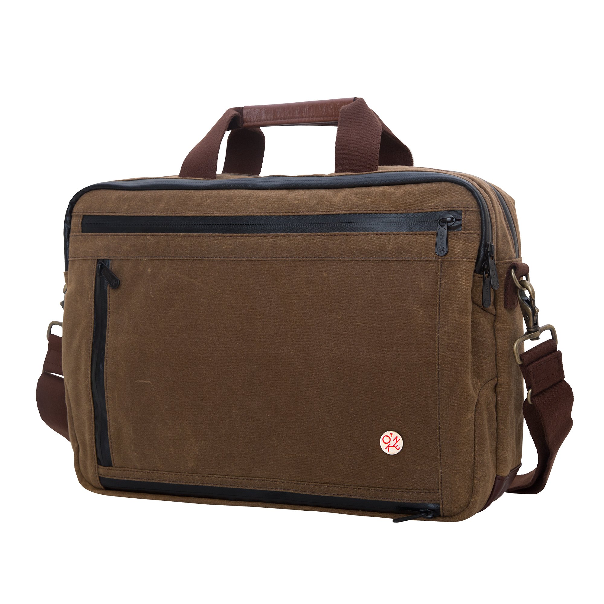 Token Bags Waxed Canvas Montrose Briefcase, Field tan, One Size